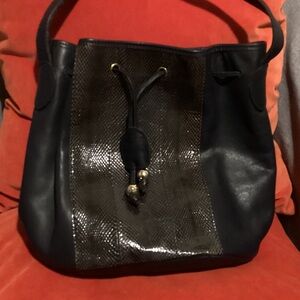 Chic Black and Brown Women's Shoulder Bag